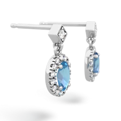 Blue Topaz Antique-Style Halo 14K White Gold earrings E5720