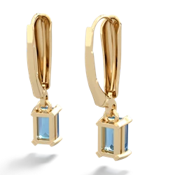 Blue Topaz 6X4mm Emerald-Cut Lever Back 14K Yellow Gold earrings E2855