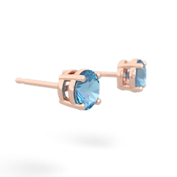 Blue Topaz 5Mm Round Stud 14K Rose Gold earrings E1785