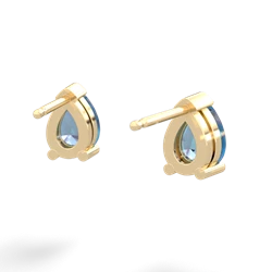 Blue Topaz Teardrop Stud 14K Yellow Gold earrings E1793