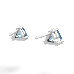 Blue Topaz 5Mm Trillion Stud 14K White Gold earrings E1858