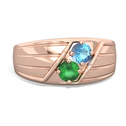 Blue Topaz Men's Streamline 14K Rose Gold ring R0460