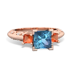 Blue Topaz Eternal Embrace Engagement 14K Rose Gold ring C2001