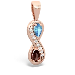 Blue Topaz Diamond Infinity 14K Rose Gold pendant P5390