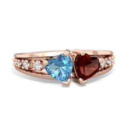 Blue Topaz Heart To Heart 14K Rose Gold ring R3342