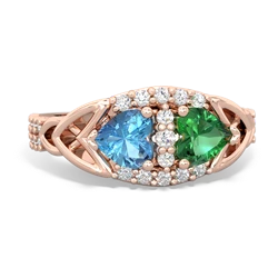 Blue Topaz Sparkling Celtic Knot 14K Rose Gold ring R2645