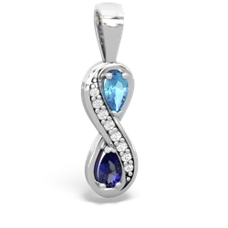 Blue Topaz Diamond Infinity 14K White Gold pendant P5390