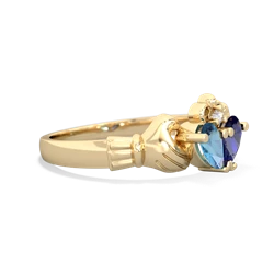 Blue Topaz 'Our Heart' Claddagh 14K Yellow Gold ring R2388