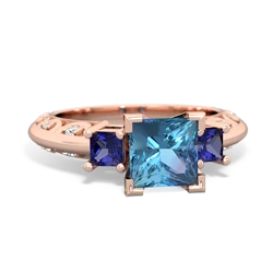 Blue Topaz Eternal Embrace Engagement 14K Rose Gold ring C2001