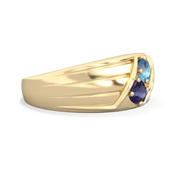 Blue Topaz Men's Streamline 14K Yellow Gold ring R0460