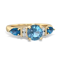 Blue Topaz 6Mm Round Eternal Embrace Engagement 14K Yellow Gold ring R2005