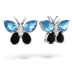 Blue Topaz Butterfly 14K White Gold earrings E2215