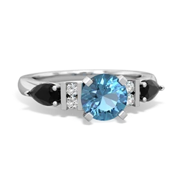 Blue Topaz 6Mm Round Eternal Embrace Engagement 14K White Gold ring R2005