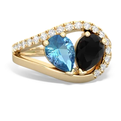 Blue Topaz Nestled Heart Keepsake 14K Yellow Gold ring R5650