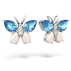 Blue Topaz Butterfly 14K White Gold earrings E2215