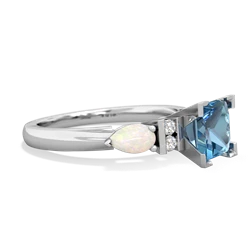 Blue Topaz 6Mm Princess Eternal Embrace Engagement 14K White Gold ring C2002
