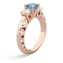 Blue Topaz Art Deco Eternal Embrace Engagement 14K Rose Gold ring C2003