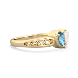 Blue Topaz Filligree 'One Heart' 14K Yellow Gold ring R5070