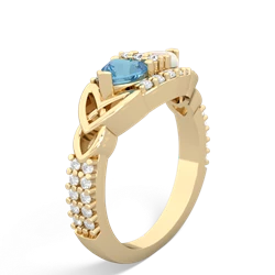 Blue Topaz Sparkling Celtic Knot 14K Yellow Gold ring R2645