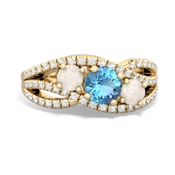 Blue Topaz Three Stone Aurora 14K Yellow Gold ring R3080