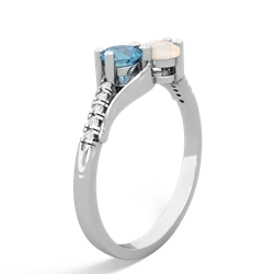 Blue Topaz Infinity Pave Two Stone 14K White Gold ring R5285