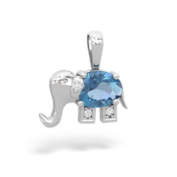 Blue Topaz Elephant 14K White Gold pendant P2555