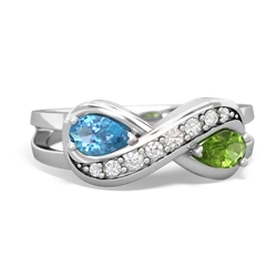Blue Topaz Diamond Infinity 14K White Gold ring R5390
