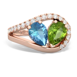 Blue Topaz Nestled Heart Keepsake 14K Rose Gold ring R5650