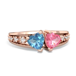 Blue Topaz Heart To Heart 14K Rose Gold ring R3342