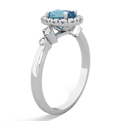 Blue Topaz Antique-Style Halo 14K White Gold ring R5720