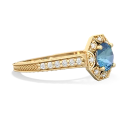 Blue Topaz Art-Deco Starburst 14K Yellow Gold ring R5520