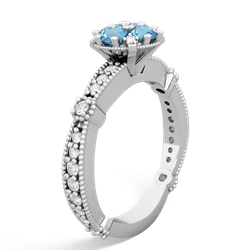 Blue Topaz Sparkling Tiara Cluster 14K White Gold ring R26293RD