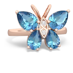 Blue Topaz Butterfly 14K Rose Gold ring R2215