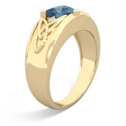 Blue Topaz Celtic Trinity Knot Men's 14K Yellow Gold ring R0440