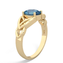 Blue Topaz Celtic Trinity Knot 14K Yellow Gold ring R2389