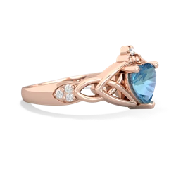 Blue Topaz Claddagh Celtic Knot Diamond 14K Rose Gold ring R5001