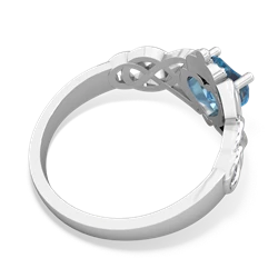 Blue Topaz Claddagh Celtic Knot 14K White Gold ring R2367