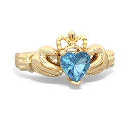 Blue Topaz Claddagh 14K Yellow Gold ring R2370