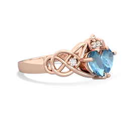 Blue Topaz 'One Heart' Celtic Knot Claddagh 14K Rose Gold ring R5322