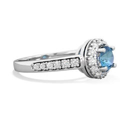 Blue Topaz Diamond Halo 14K White Gold ring R5370