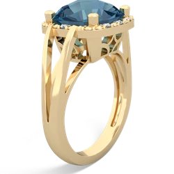 Blue Topaz Art Deco Cocktail 14K Yellow Gold ring R2498