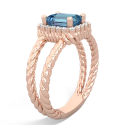 Blue Topaz Rope Split Band 14K Rose Gold ring R2628