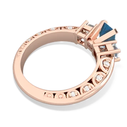 Blue Topaz Art Deco Diamond 7X5 Emerald-Cut Engagement 14K Rose Gold ring R20017EM