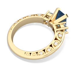 Blue Topaz Art Deco Diamond 8X6 Emerald-Cut Engagement 14K Yellow Gold ring R20018EM