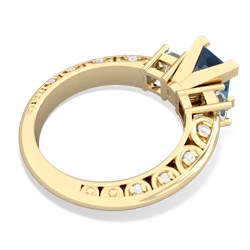 Blue Topaz Art Deco Diamond Engagement 6Mm Princess 14K Yellow Gold ring R2001