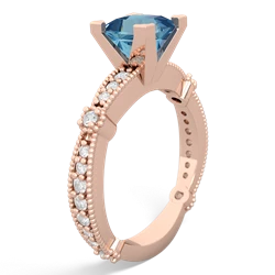Blue Topaz Sparkling Tiara 6Mm Princess 14K Rose Gold ring R26296SQ