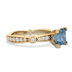 Blue Topaz Sparkling Tiara 6Mm Princess 14K Yellow Gold ring R26296SQ