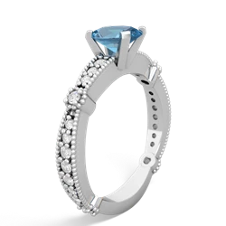 Blue Topaz Sparkling Tiara 7X5mm Oval 14K White Gold ring R26297VL