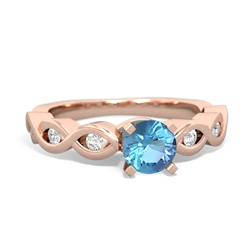 Blue Topaz Infinity 5Mm Round Engagement 14K Rose Gold ring R26315RD