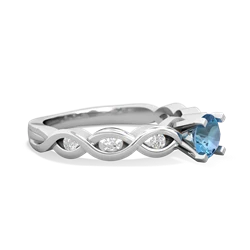 Blue Topaz Infinity 5Mm Round Engagement 14K White Gold ring R26315RD